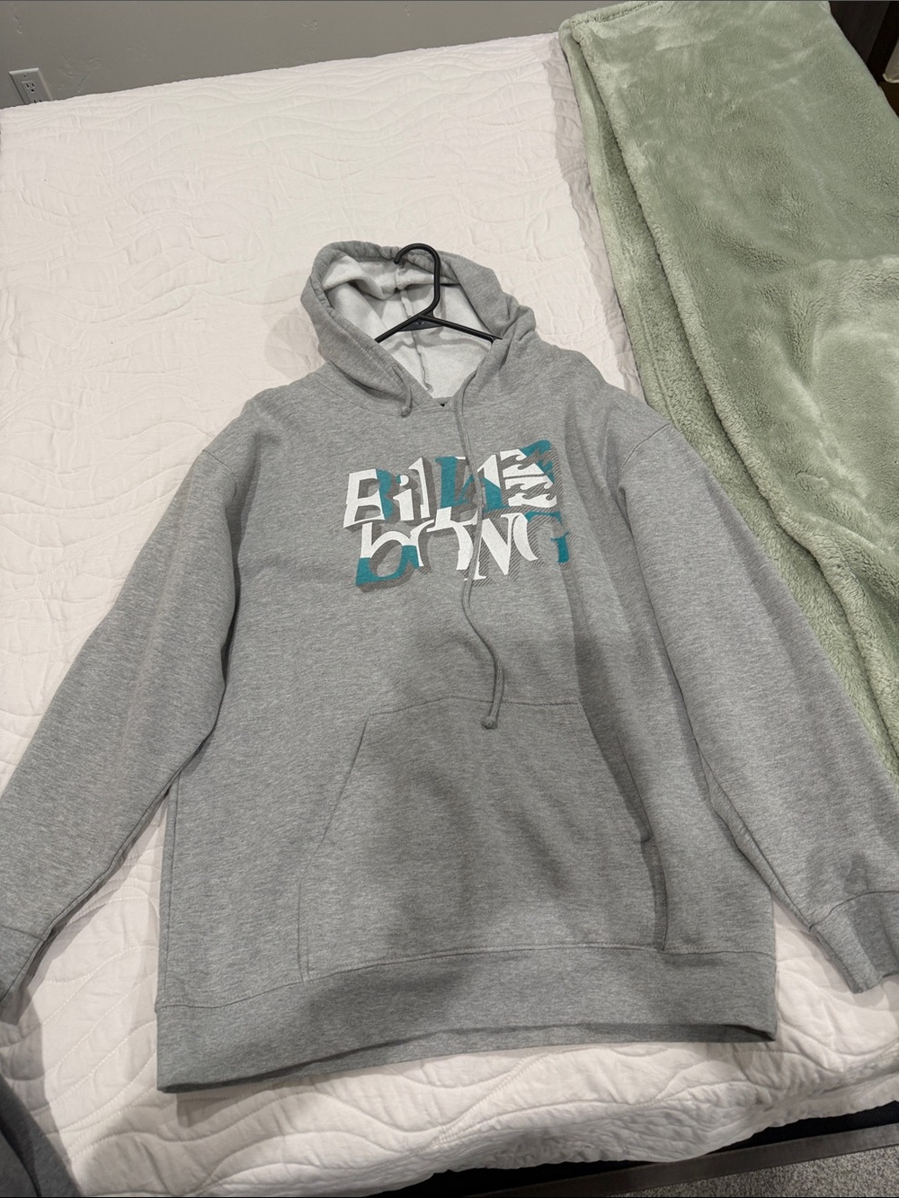 Billabong Gray Hoodie with Teal and White Logo